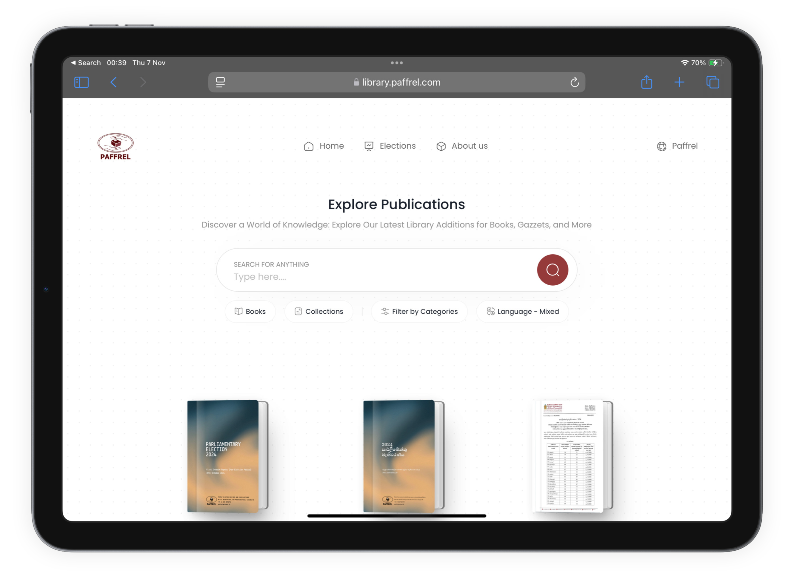 PAFFREL E-Library mockup