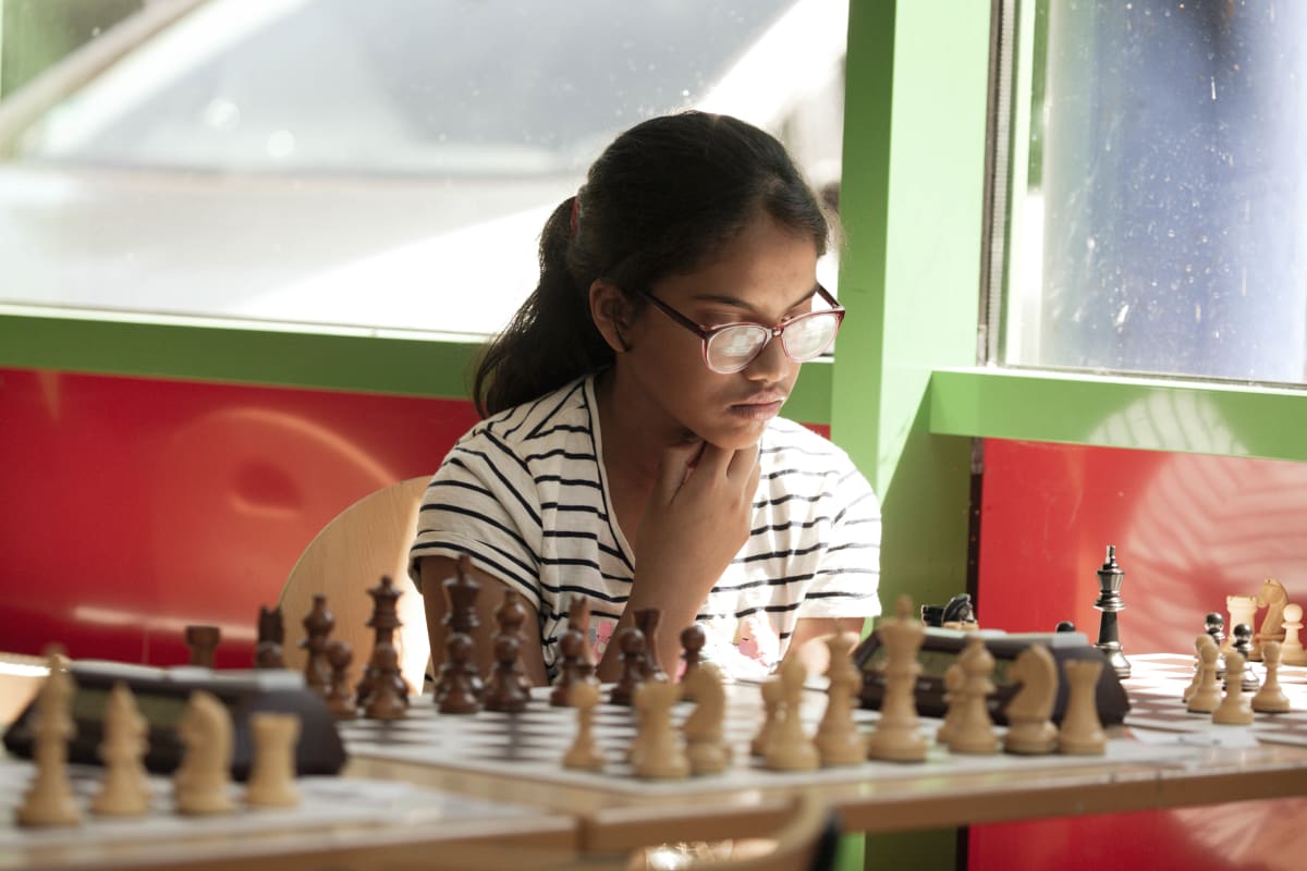Sahasra Vasavi Naidu Moganti vom Schachklub Münster 32. Bild von Theresa Reitz.
