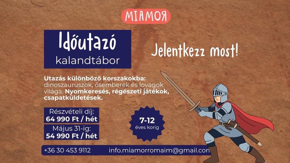 🦖 Időutazó kalandtábor a Miamorban a Római-parton - 2. turnus