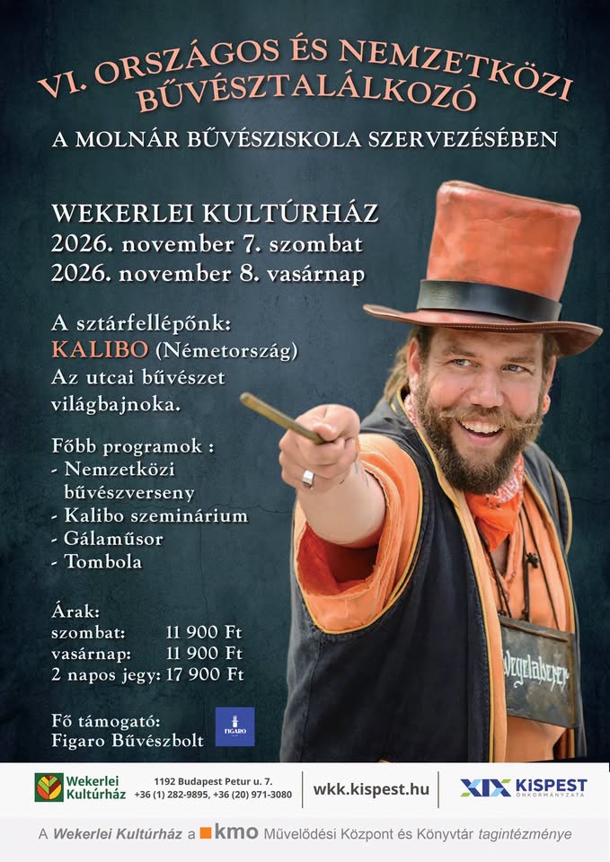 VI. ORSZÁGOS ÉS NEMZETKÖZI BŰVÉSZTALÁLKOZÓ A Molnár Bűvésziskola közreműködésével 