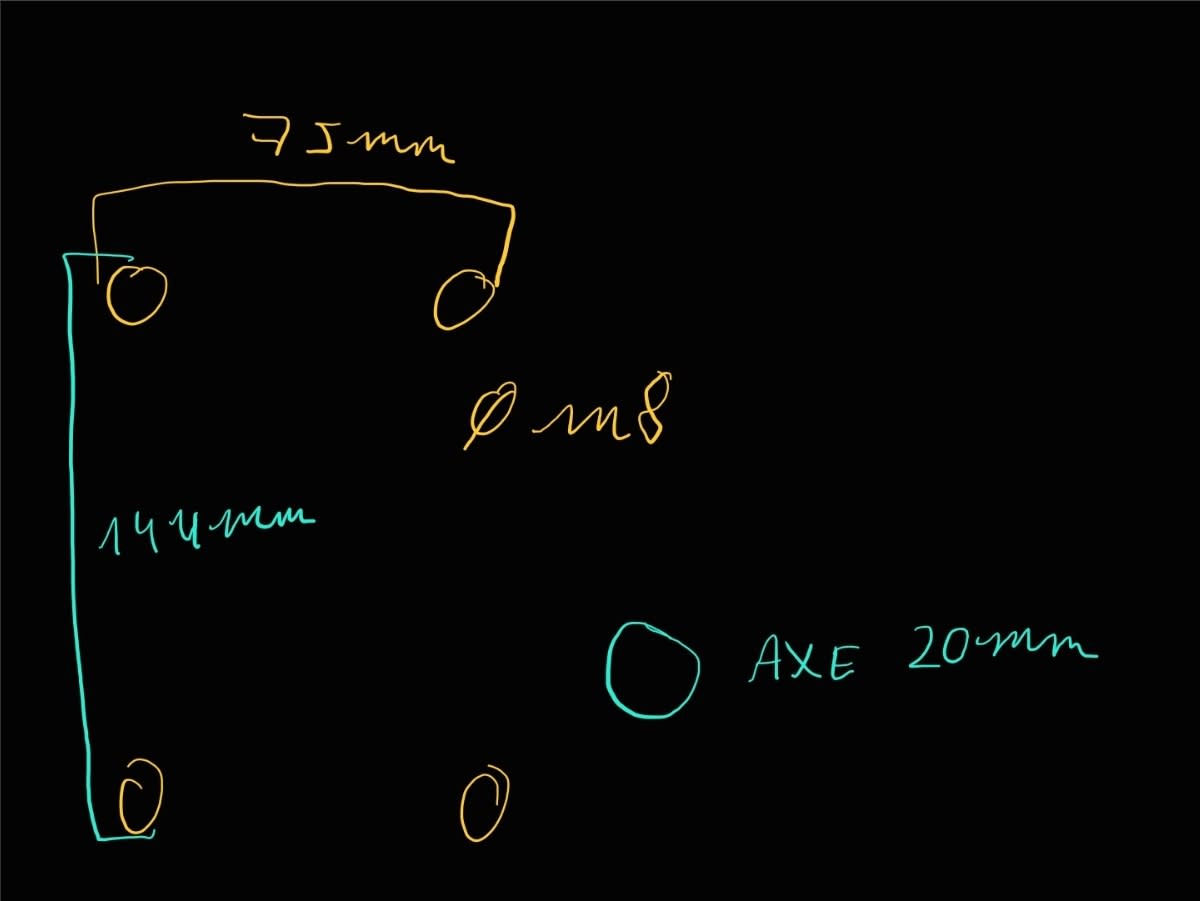 Croquis coté à la main d'une pièce à modéliser