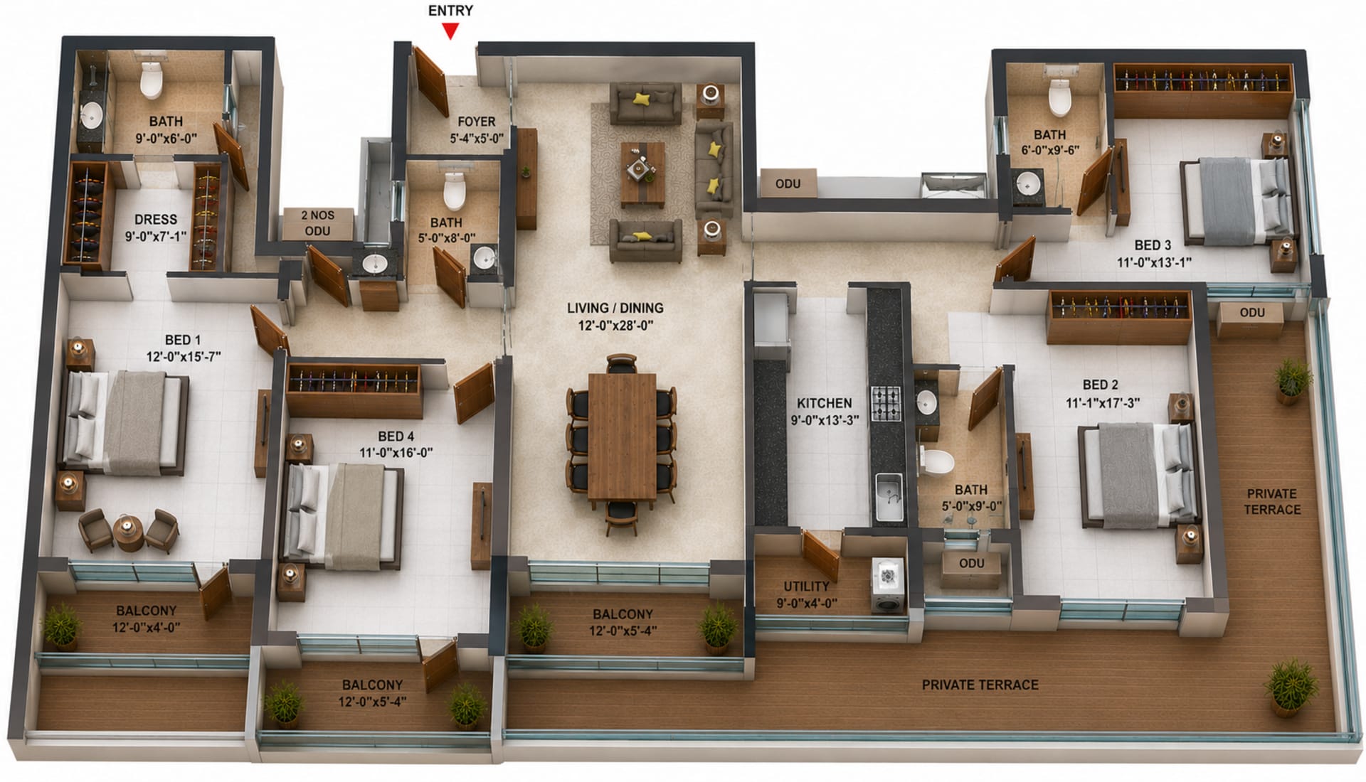 4BHK Apartment Floor Plan – Casagrand Massimo