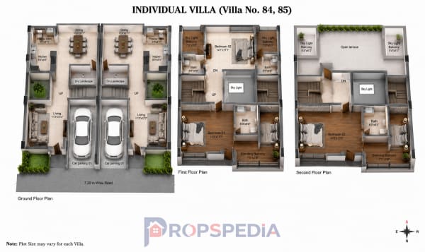 3 BHK Villa floor plan