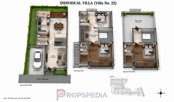 3 BHK Villa floor plan