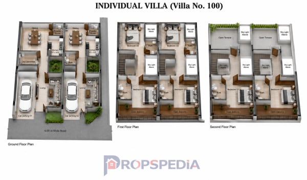 3 BHK Villa floor plan