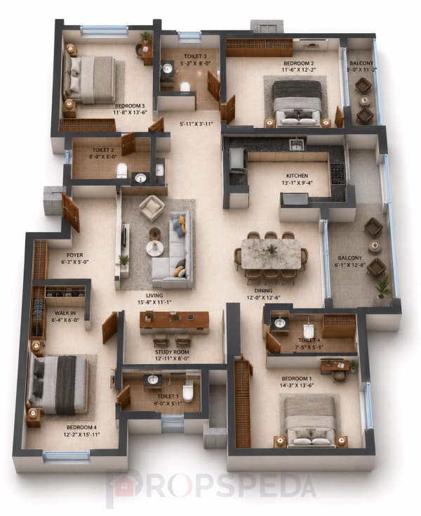 4 BHK Apartment floor plan — Radiance Eternity