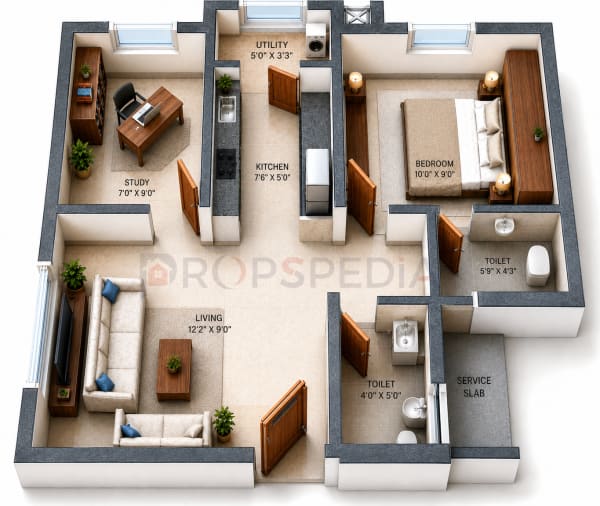 1.5 BHK Apartment floor plan