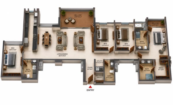 4BHK Villa floor plan — Casagrand Primrose