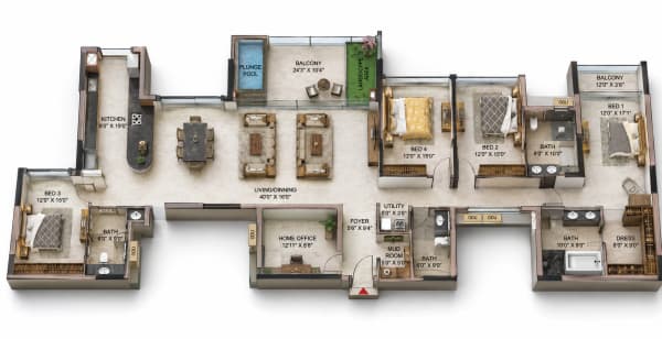 5 BHK Elevated Villa floor plan