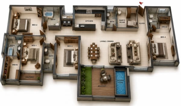 5 BHK Villa floor plan — Casagrand Ventra