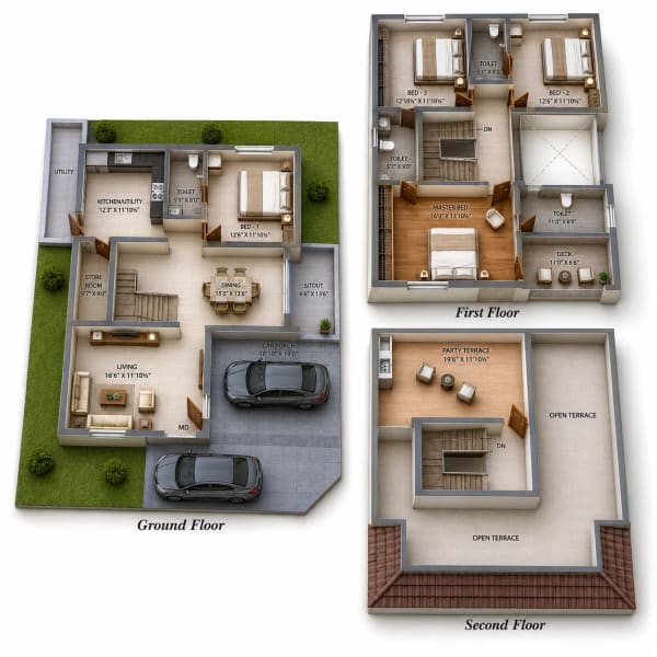 4 BHK Villa floor plan — DAC Silicon Valley