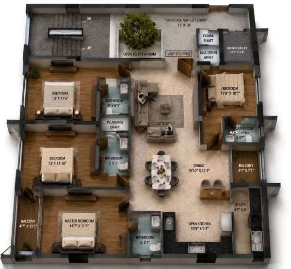 4 BHK Apartment floor plan — Silversky Megh Aarika