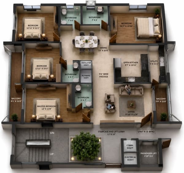 4 BHK Apartment floor plan — Silversky Megh Aarika