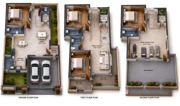 4 BHK Villa floor plan