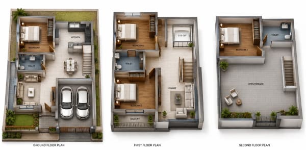 4 BHK Villa floor plan