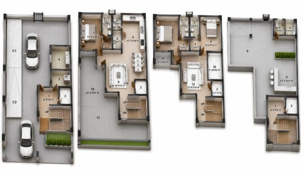 3 BHK Villa floor plan
