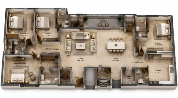 4 BHK Apartment floor plan — Appaswamy Belmont Residences
