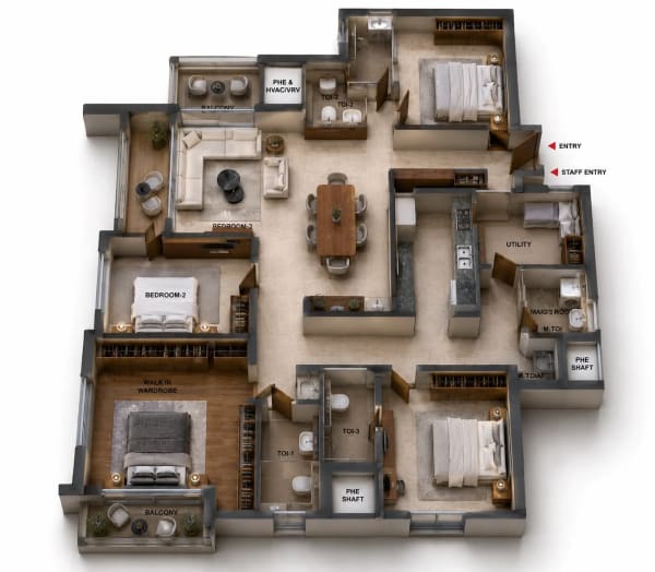 4 BHK Apartment floor plan — Brigade Altius