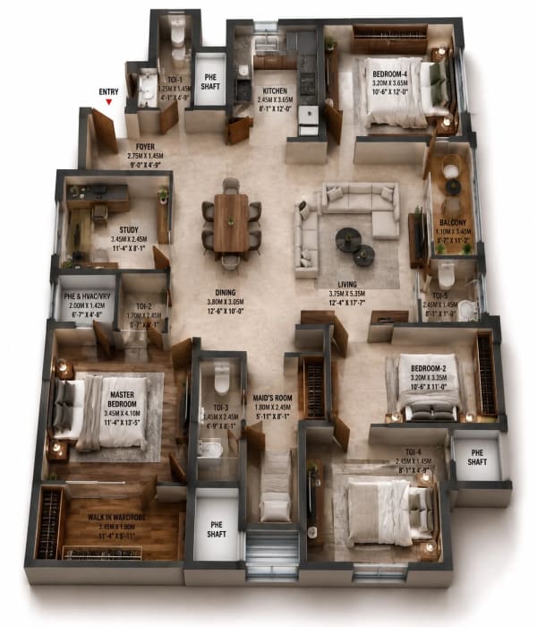 4 BHK Apartment floor plan — Brigade Altius