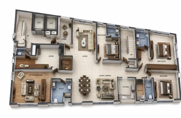 4 BHK Apartment floor plan — 4,827 sqft
