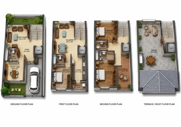 5 BHK Villa floor plan — HiLiving Pristine