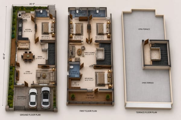 4 BHK Villa floor plan — Alamo XS Real Bristol