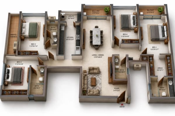 4 BHK Villa floor plan — Casagrand HolaChennai