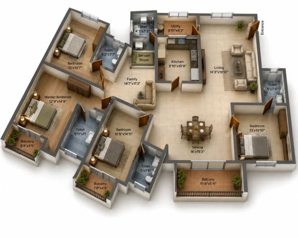 4 BHK Apartment floor plan — The Metrozone