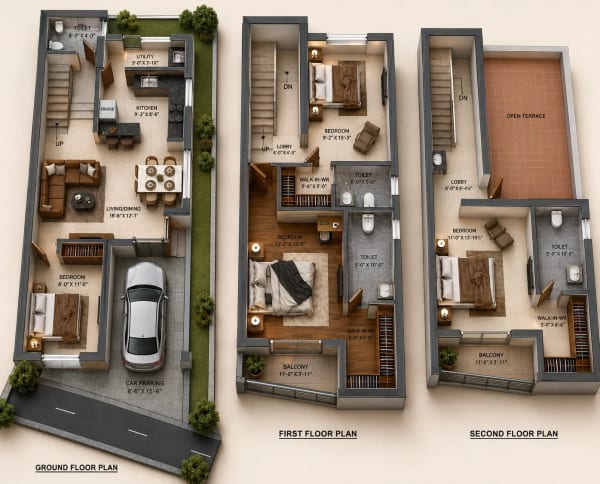 4 BHK Villa floor plan — ATH Feathers