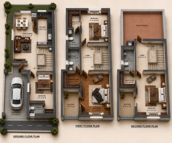 4 BHK Villa floor plan — ATH Feathers