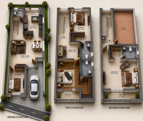 4 BHK Villa floor plan — ATH Feathers