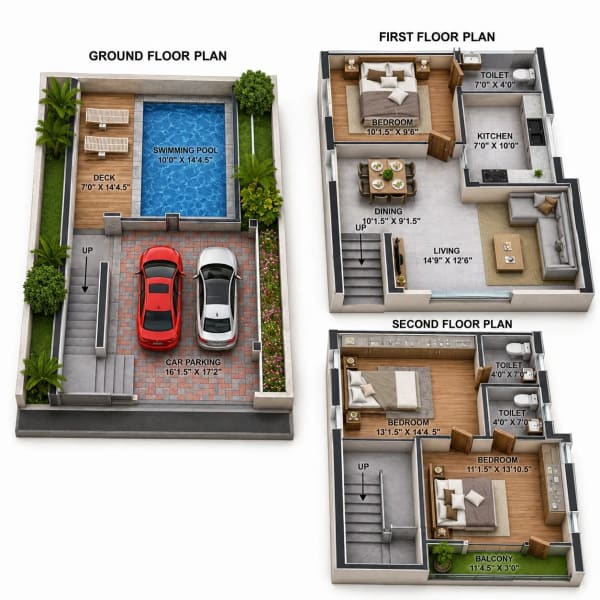 3 BHK Villa floor plan — SHDC Sai Anugrahaa