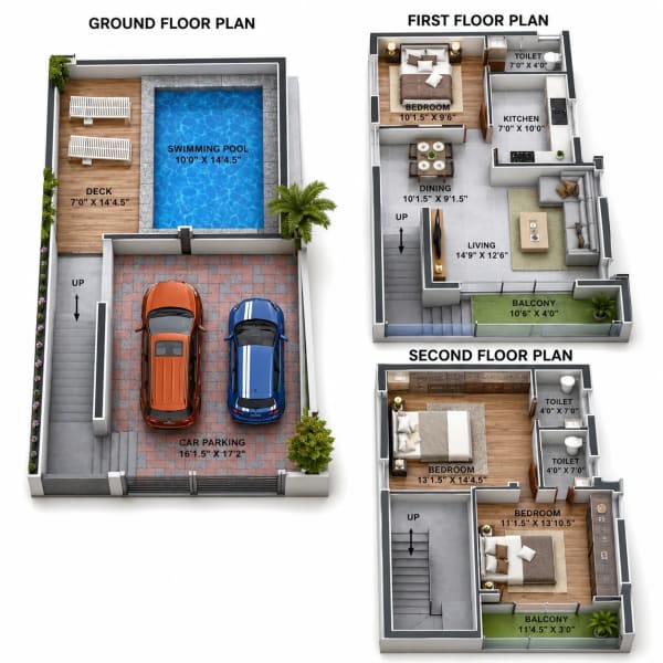3 BHK Villa floor plan — SHDC Sai Anugrahaa