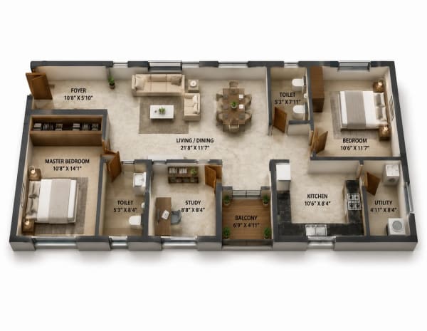 2.5 BHK Apartment floor plan — S and S Centris