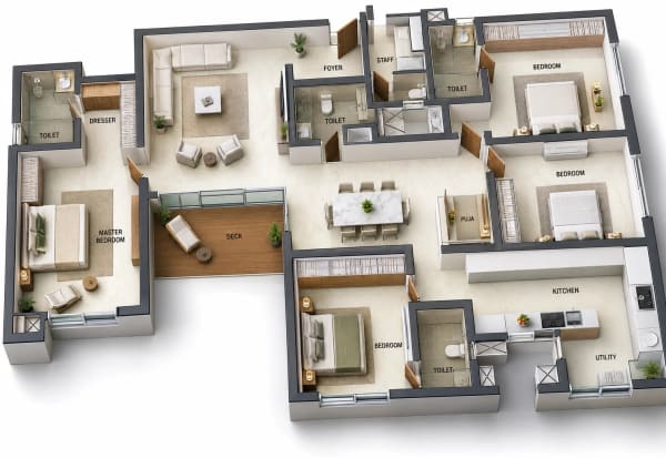4 BHK Apartment floor plan — Baashayaam Crown Residences