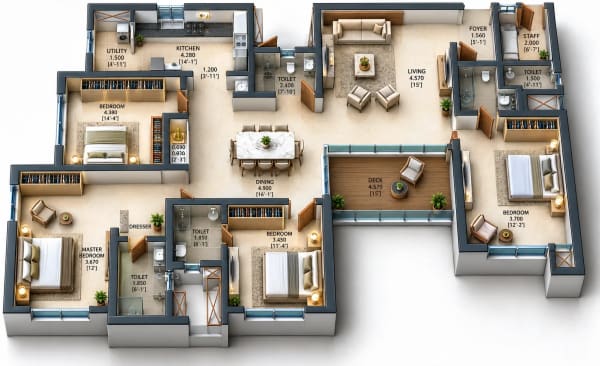 4 BHK Apartment floor plan — Baashayaam Crown Residences