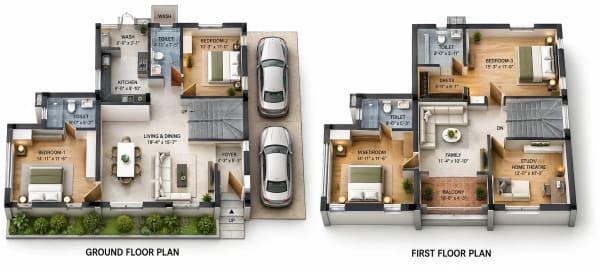 4 BHK Villa floor plan — Aerllp Podhigai