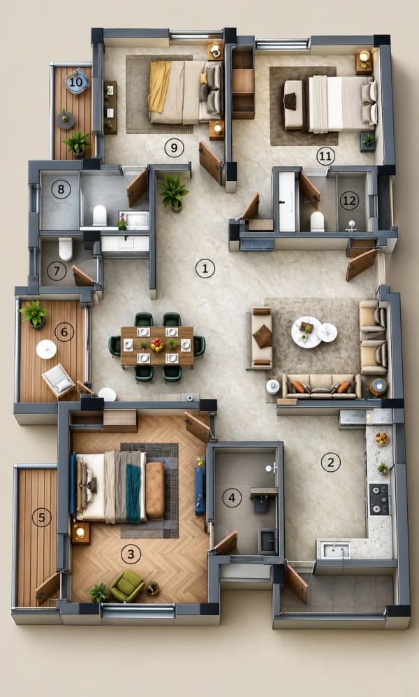 3 BHK Apartment floor plan — S.I.S Isfahan