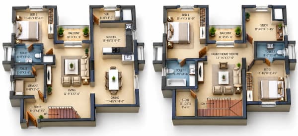 3.5 BHK Duplex Apartment floor plan — Esthell Golden Square