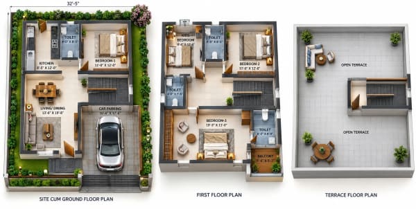 3 BHK Apartment floor plan — Alamo XS Real Bristol