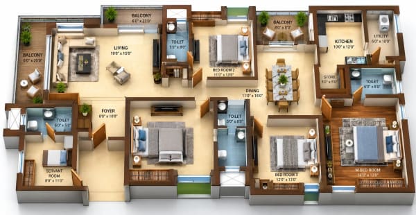 4 BHK Apartment floor plan — Globus Arima Legend