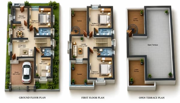4 BHK Villa floor plan — Sree Dakshas Leia Villas