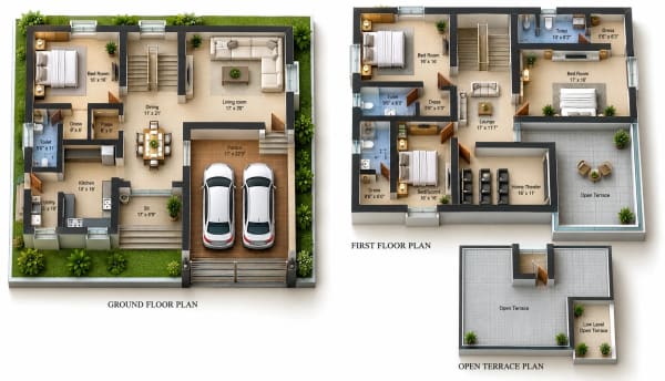 4 BHK Villa floor plan — Sree Dakshas Leia Villas