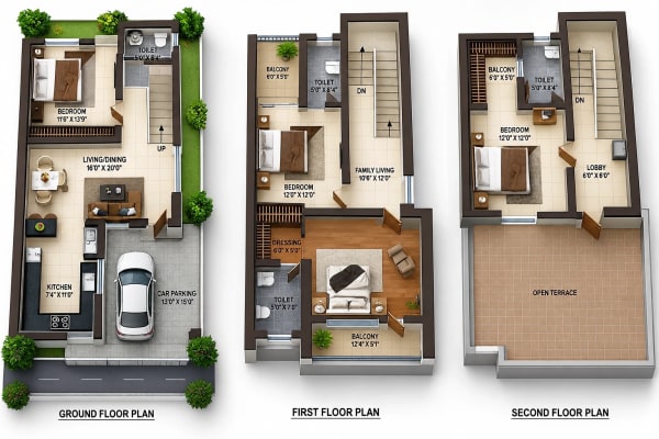 4 BHK Villa floor plan — ATH Feathers