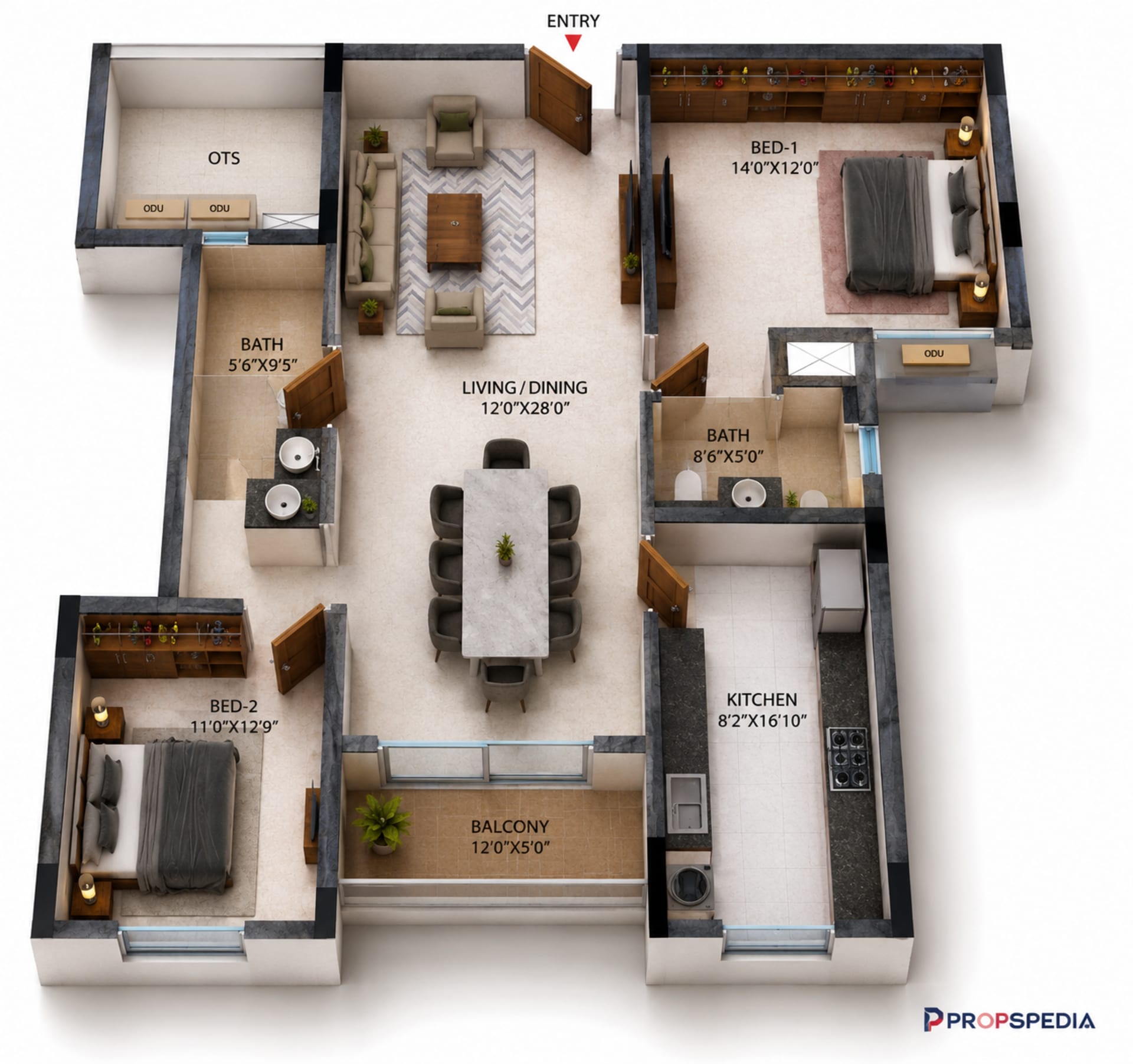 2 BHK Apartment Floor Plan – Casagrand HolaChennai
