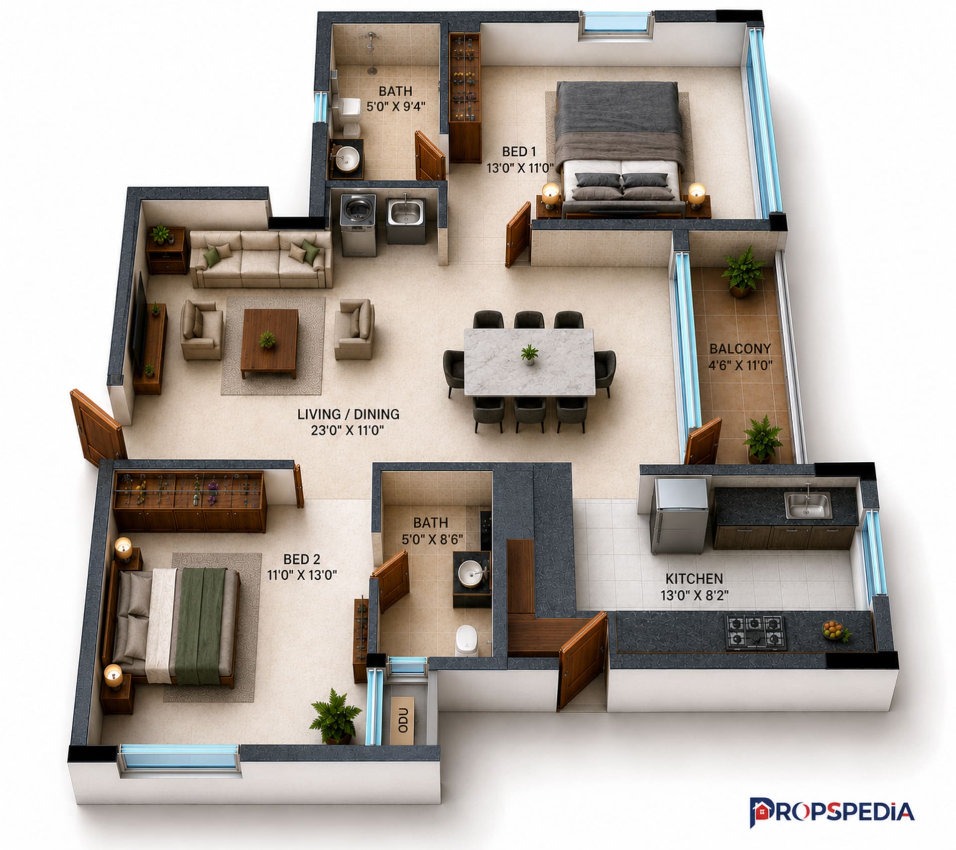 2 BHK Apartment Floor Plan – Casagrand HolaChennai