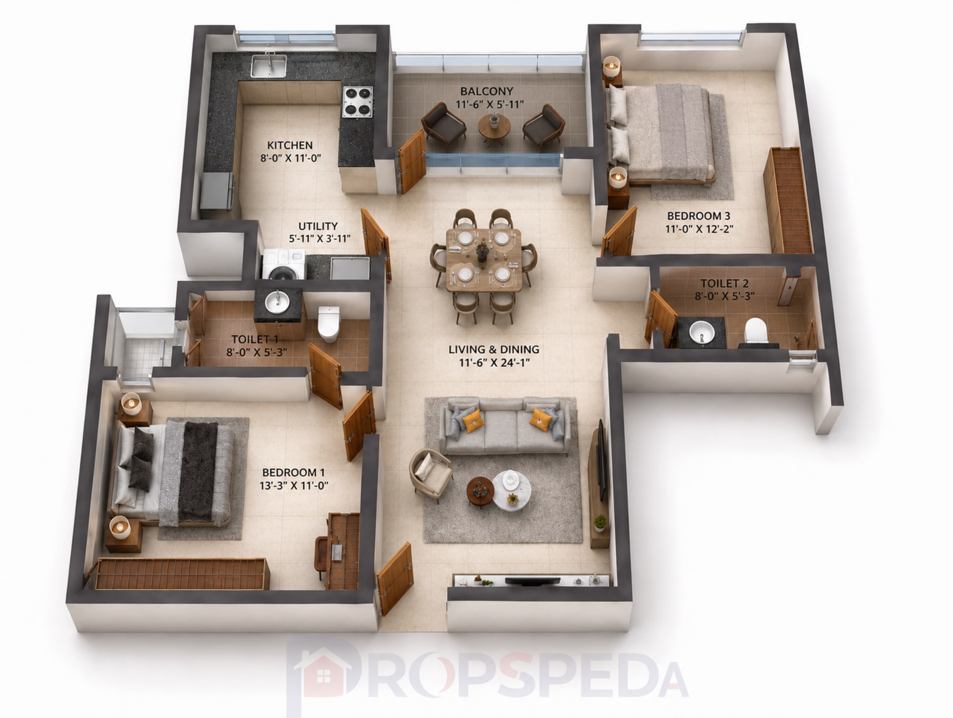 2 BHK Apartment Floor Plan – Radiance Eternity