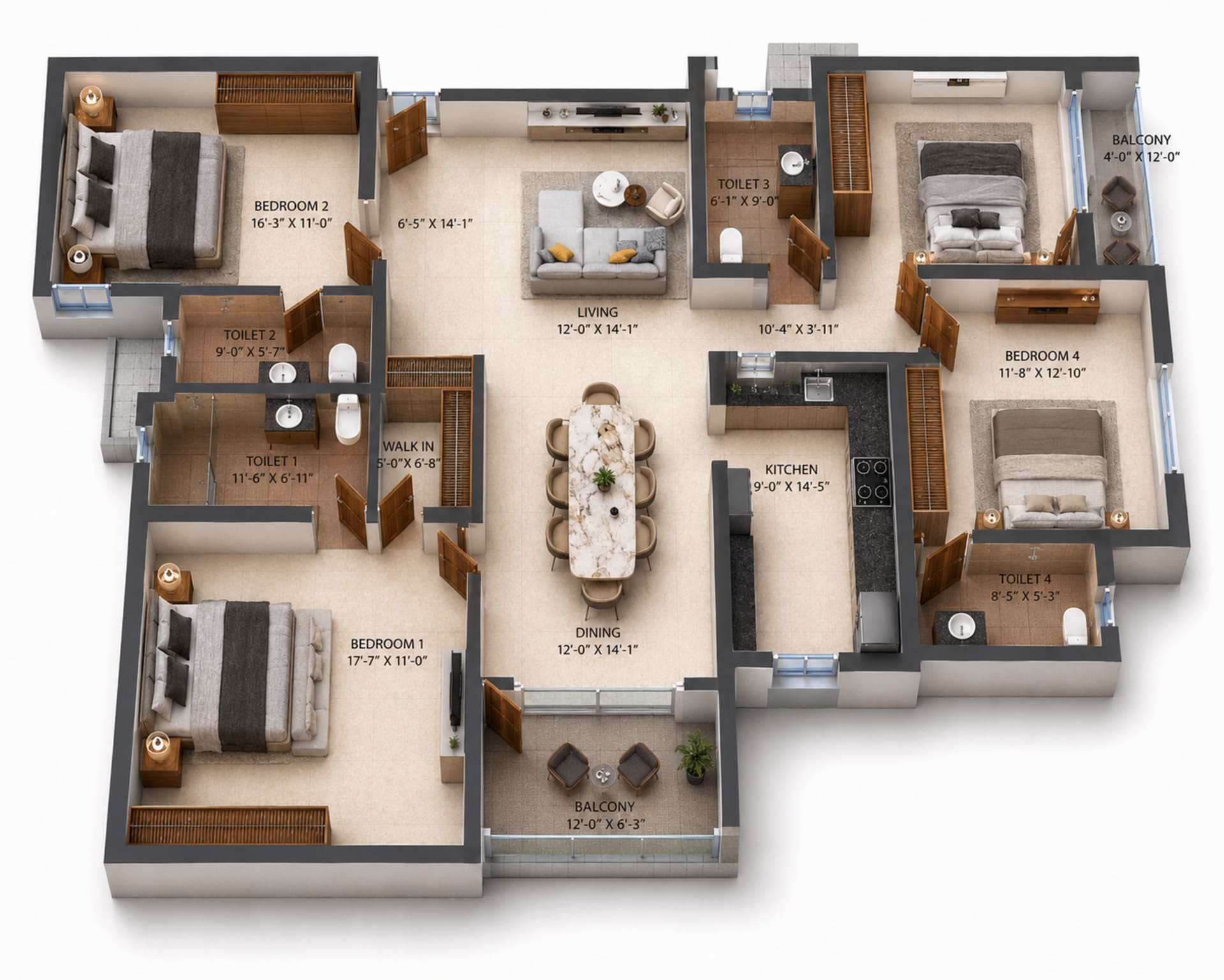 4 BHK Apartment Floor Plan – Radiance Eternity