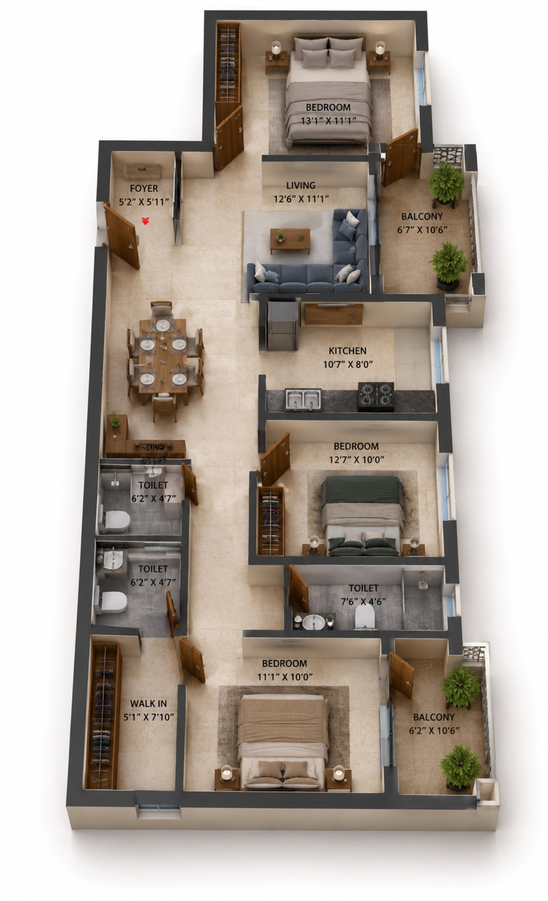 3 BHK Apartment Floor Plan – S and P New Haven Ribbon Walk