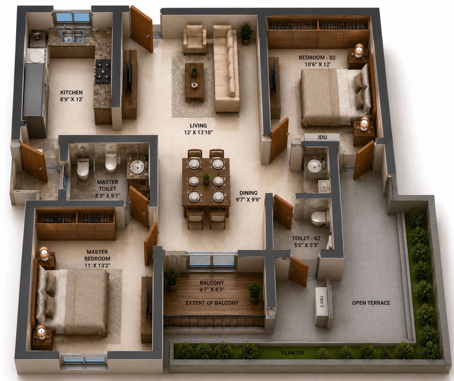2 BHK Apartment Floor Plan – Sidharth Bliss